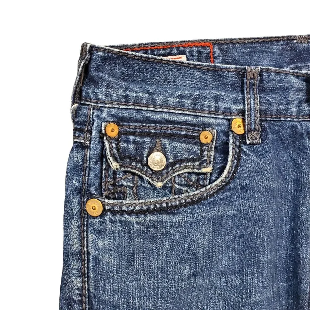 TRUE RELIGION Jeans Mens 31 Blue Regular Straight Flap Pockets Designer Denim